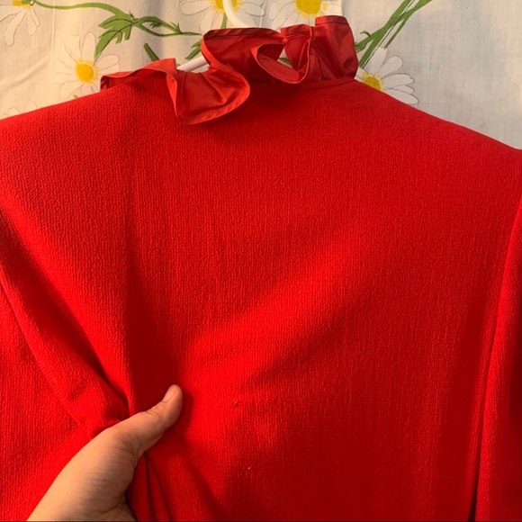Vintage Saks Jandel red ruffle Secretary dress - Picture 10 of 16